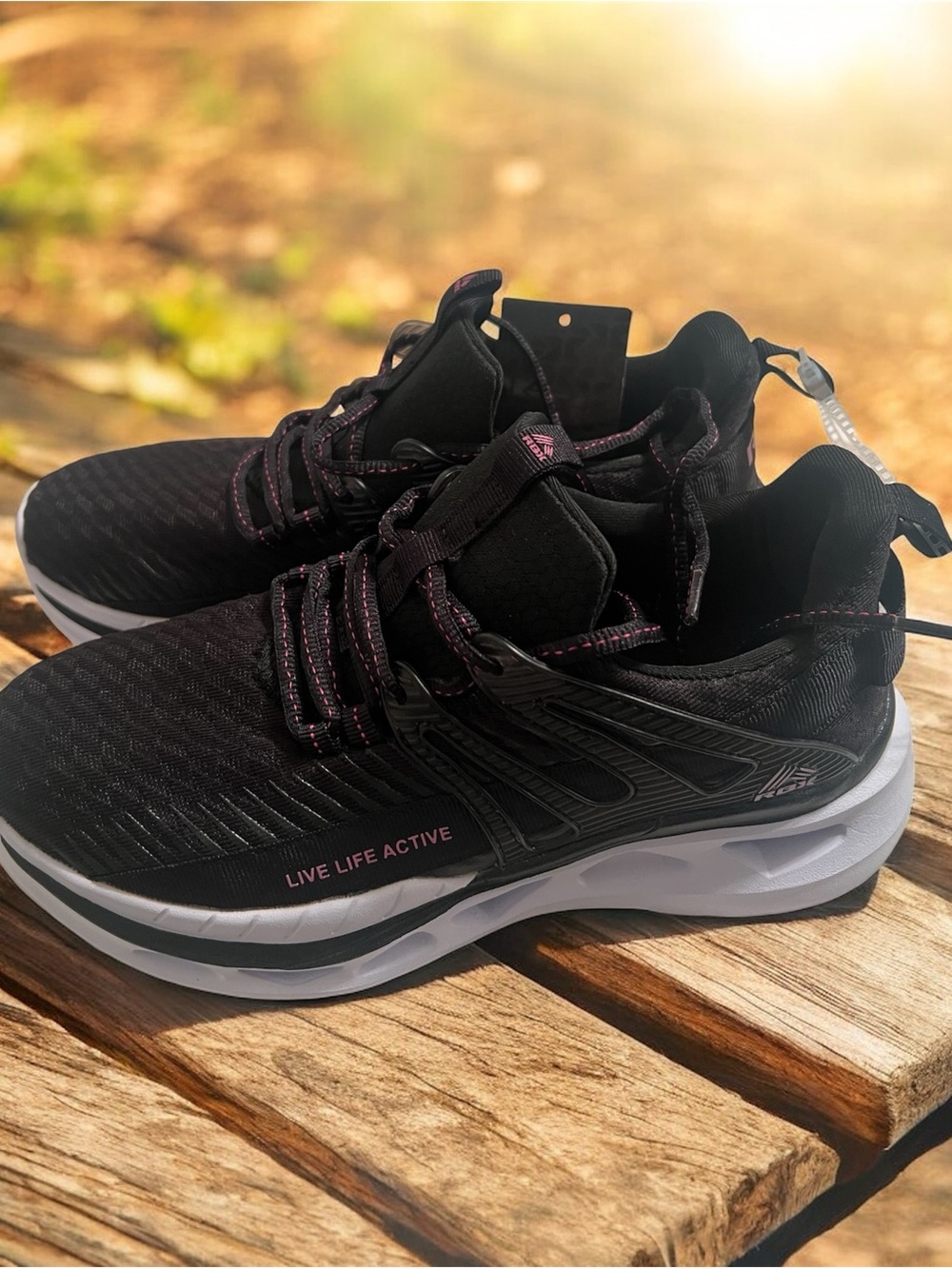 RBX women’s 8.5 Brand New Black Athletic Sneakers with Pink Accents